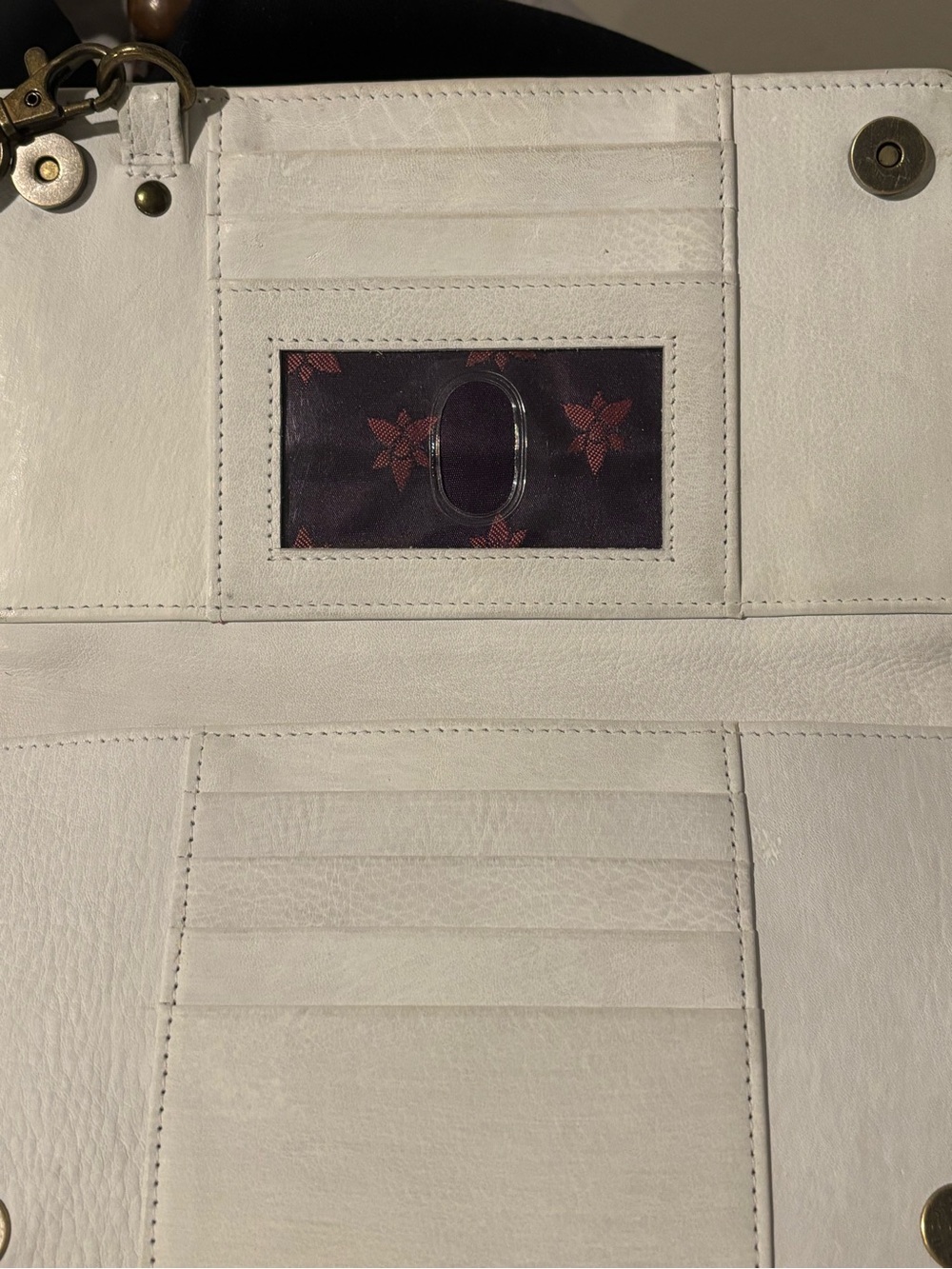 Hand Painted Anuschka White Floral & Leopard Crossbody Bag - Picture 9 of 10